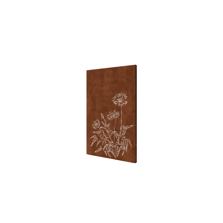 Corten-teräksinen koristepaneeli - Ruiskukka - 120 x 6 x 190 cm