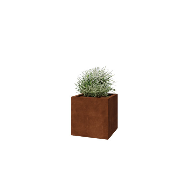Corten-teräksinen istutuslaatikko - Neliönmuotoiset - 60 x 60 x 60 cm - Hitsattu - Pohjalevyllä