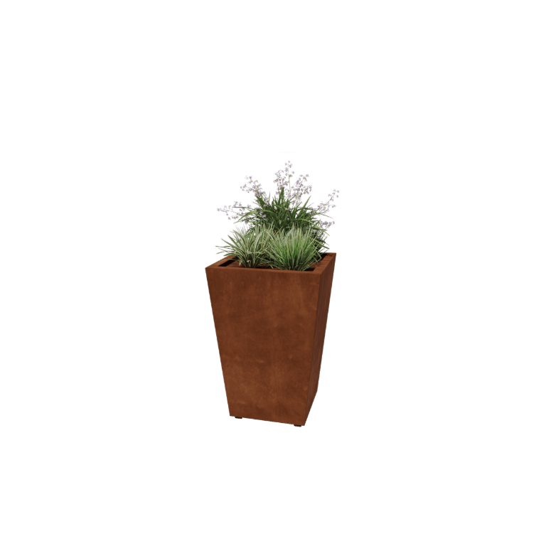 Corten-teräksinen istutuslaatikko - Kartionmuotoiset - 60 x 60 x 81,5 cm - Hitsattu - Pohjalevyllä