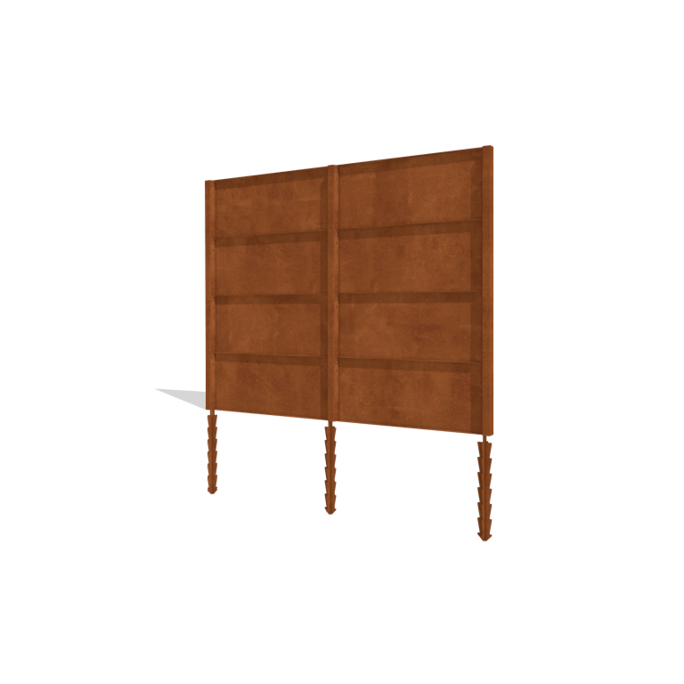 Corten-teräksinen aita H4 - Täydellinen sarja - 258 x 6 x 190 cm