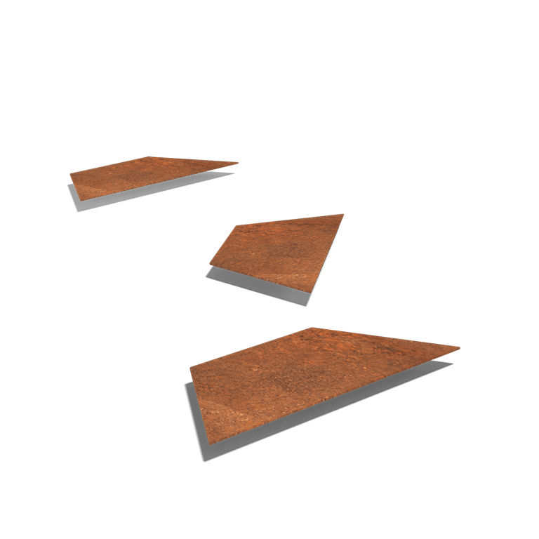 Corten-teräksinen askellaatta Kuusiokulma HH 50