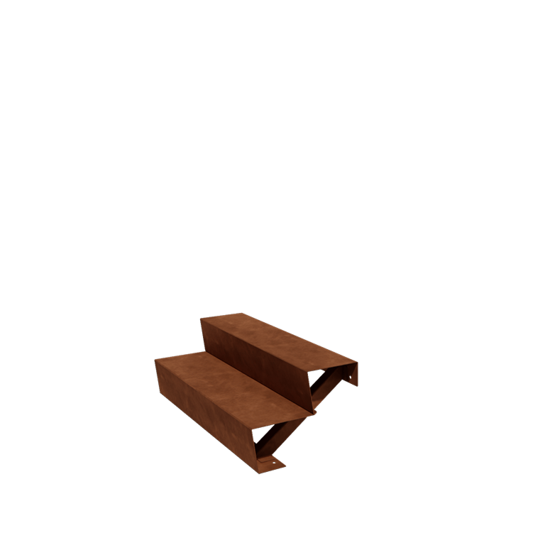 Corten-teräksiset ulkaportaat - 2-askelma - 48 x 100 x 34 cm