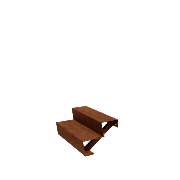 Corten-teräksiset ulkaportaat - 2-askelma - 48 x 80 x 34 cm