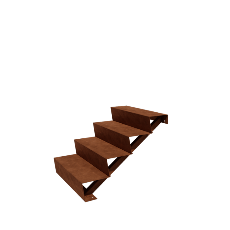 Corten-teräksiset ulkaportaat - 4-askelma - 48 x 80 x 68 cm