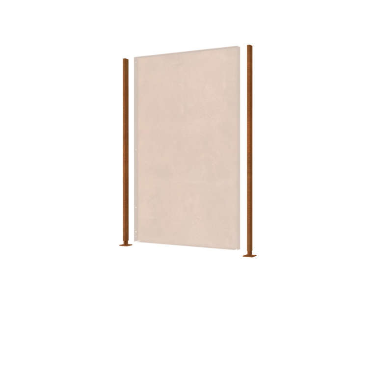 Corten-teräksinen pylväs suora tasainen pää 190 x 6 x 3 cm