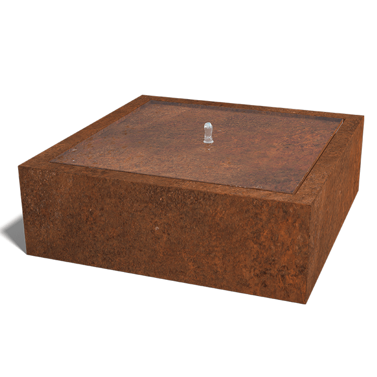 Corten-teräksinen suihkulahde 120 x 120 x 40 cm