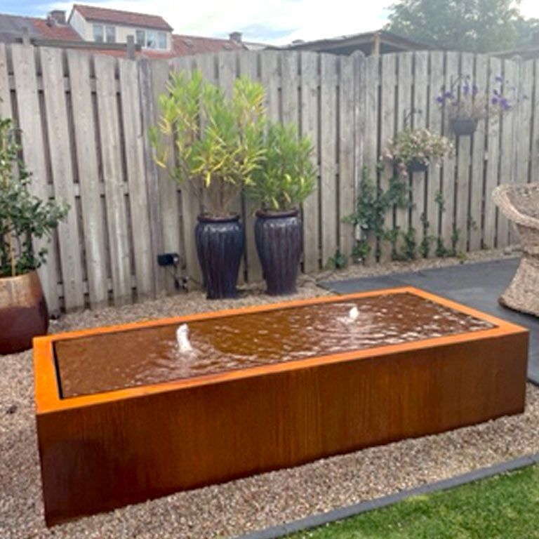 Corten-teräksinen suihkulahde 200 x 80 x 40 cm