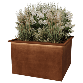 Corten-teräksinen hitsatut istutuslaatikko Alabama LED-valolla 120 x 120 x 80 cm