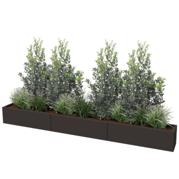 Jauhemaalipinnoitettu teräksinen istutuslaatikko Texas xxl 300 x 30 cm