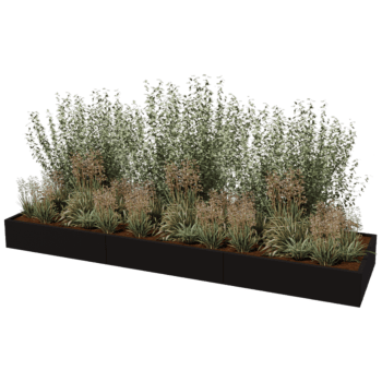 Jauhemaalipinnoitettu teräksinen istutuslaatikko Texas xxl 360 x 100 cm