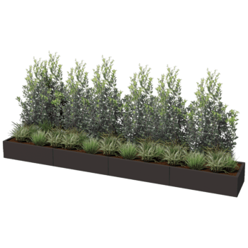 Jauhemaalipinnoitettu teräksinen istutuslaatikko Texas xxl 400 x 60 cm