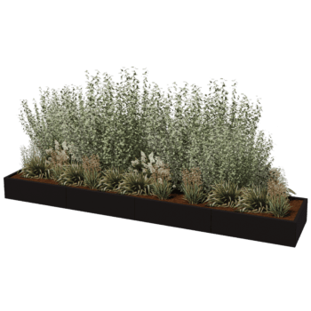 Jauhemaalipinnoitettu teräksinen istutuslaatikko Texas xxl 400 x 80 cm