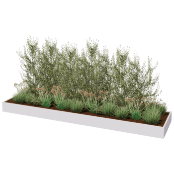 Jauhemaalipinnoitettu teräksinen istutuslaatikko Texas xxl 500 x 120 cm