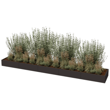 Jauhemaalipinnoitettu teräksinen istutuslaatikko Texas xxl 500 x 80 cm