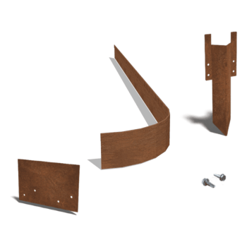 Corten-teräksinen puutarha reunus litteä FLEX 13 cm täydellinen sarja 24 metriä kohti