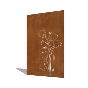 Corten-teräksinen paneeli tulppaani epäsymmetrinen 120 x 6 x 190 cm