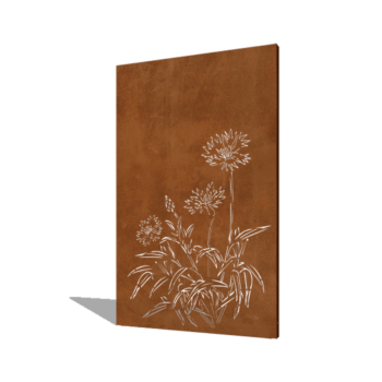 Corten-teräksinen paneeli ruiskukka 120 x 6 x 190 cm