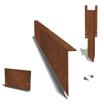 Corten-teräksinen puutarha reunus taitettu 22 cm täydellinen sarja 15 metriä kohti