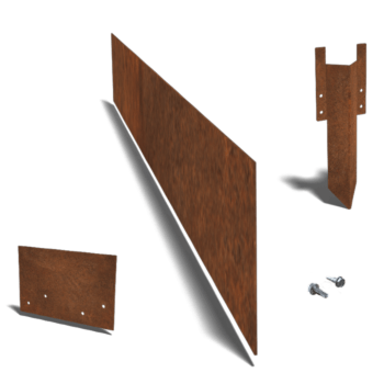 Corten-teräksinen puutarha reunus suora 15 cm täydellinen sarja 15 metriä kohti