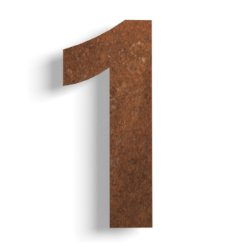 Corten-teräksinen talonumero 1 - 30 cm
