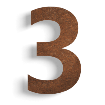 Talonumero corten-teräs (laatta) 3 - 15 cm.