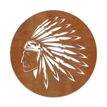 Corten-terästä seinäkoristeet Intiaani