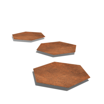 Corten-teräksinen askellaatta Kuusiokulma 50