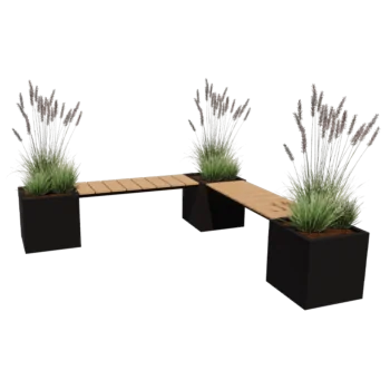 Teräksinen istutuslaatikko - Neliönmuotoiset - Kulma-asettelu - 221,2 x 221,2 x 50 cm - Muu RAL-väri - Pohjalevyllä - Penkillä