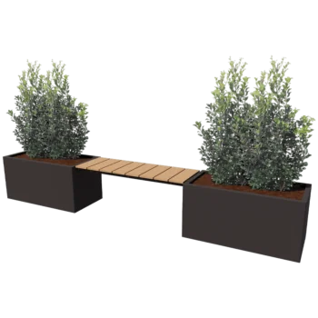 Teräksinen istutuslaatikko - Suorakaiteen muotoiset - 321,2 x 50 x 50 cm - Muu RAL-väri - Pohjalevyllä - Penkillä