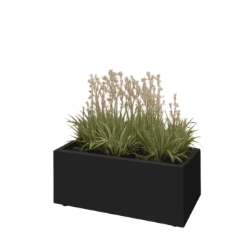 Teräksinen istutuslaatikko - Suorakaiteen muotoiset - 80 x 40 x 30 cm - RAL9005 matta (musta) - Pohjalevyllä - Jaloilla