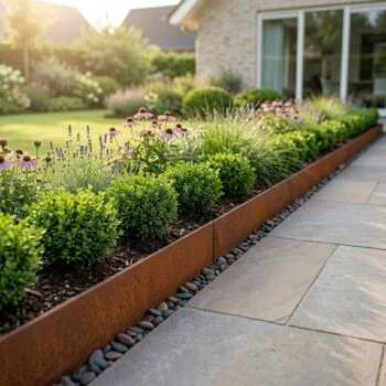 Corten-teräksinen nurmikon reunus - Suora - Korkeus 15 cm - 240 cm