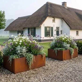 Corten-teräksinen istutuslaatikko XXL - Suorakaiteen muotoiset - 160 x 60 x 40 cm - Pohjalevyllä