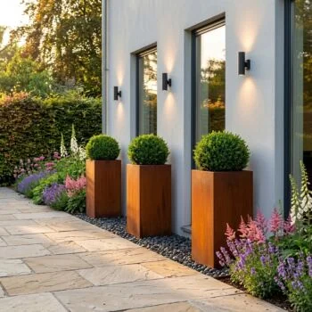 Corten-teräksinen istutuslaatikko - Neliönmuotoiset - 30 x 30 x 80 cm - Pohjalevyllä