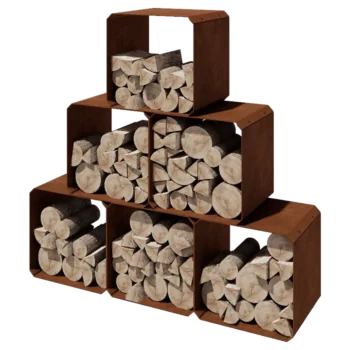 Corten-teräksinen polttopuuteline - Colorado 6 kappaletta - 40 x 40 x 40 cm