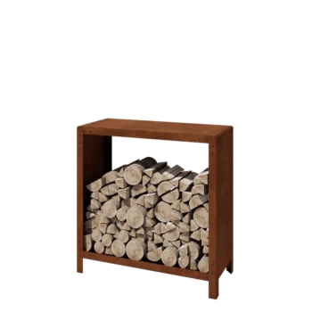 Corten-teräksinen polttopuuteline - Indiana - 100 x 40 x 100 cm