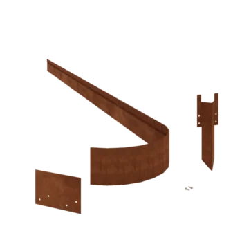 Corten-teräksinen nurmikon reunus - Litteä FLEX - Korkeus 13 cm - Täydellinen sarja 24 metri