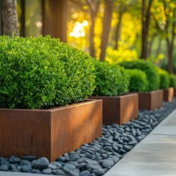 Corten-teräksinen istutuslaatikko - Neliönmuotoiset - 60 x 60 x 30 cm - Pohjalevyllä - Pyörillä