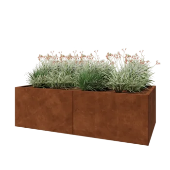 Corten-teräksinen istutuslaatikko XXL - Suorakaiteen muotoiset - 200 x 100 x 60 cm - Pohjalevyllä
