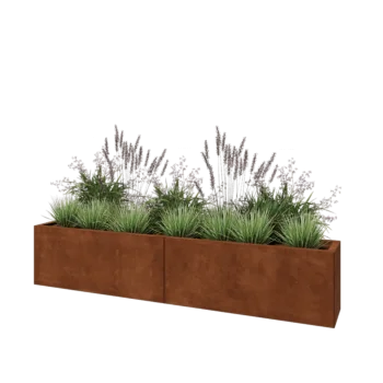 Corten-teräksinen istutuslaatikko XXL - Suorakaiteen muotoiset - 200 x 30 x 40 cm - Pohjalevyllä