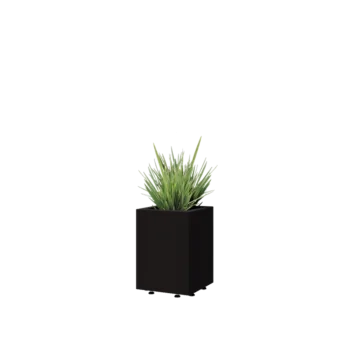 Teräksinen istutuslaatikko - Neliönmuotoiset - 30 x 30 x 40 cm - RAL9005 matta (musta) - Pohjalevyllä - Jaloilla