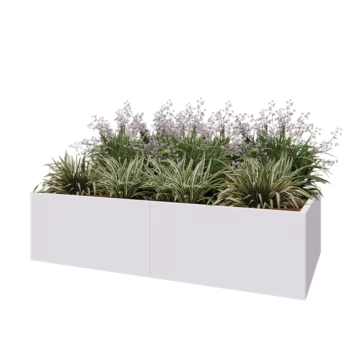 Teräksinen istutuslaatikko XXL - Suorakaiteen muotoiset - 200 x 100 x 50 cm - RAL9010 matta (valkoinen) - Pohjalevyllä
