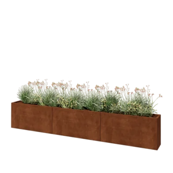 Corten-teräksinen istutuslaatikko XXL - Suorakaiteen muotoiset - 360 x 30 x 60 cm - Pohjalevyllä