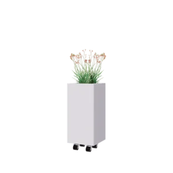 Teräksinen istutuslaatikko - Neliönmuotoiset - 30 x 30 x 60 cm - RAL9010 matta (valkoinen) - Pohjalevyllä - Pyörillä
