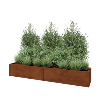 Corten-teräksinen istutuslaatikko XXL - Suorakaiteen muotoiset - 200 x 40 x 30 cm - Pohjalevyllä