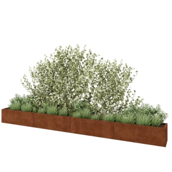 Corten-teräksinen istutuslaatikko XXL - Suorakaiteen muotoiset - 480 x 40 x 40 cm - Pohjalevyllä