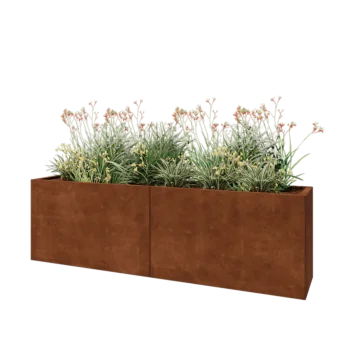 Corten-teräksinen istutuslaatikko XXL - Suorakaiteen muotoiset - 200 x 40 x 60 cm - Pohjalevyllä