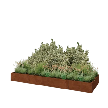 Corten-teräksinen istutuslaatikko XXL - Suorakaiteen muotoiset - 320 x 100 x 30 cm - Pohjalevyllä