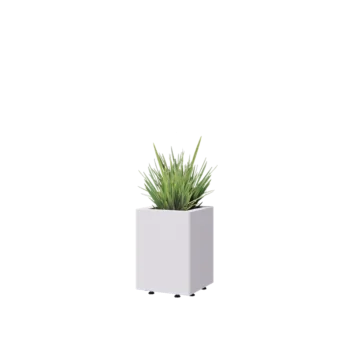 Teräksinen istutuslaatikko - Neliönmuotoiset - 30 x 30 x 40 cm - RAL9010 matta (valkoinen) - Pohjalevyllä - Jaloilla
