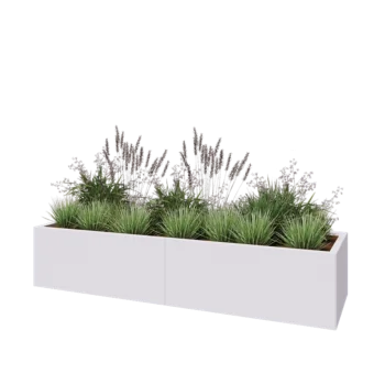 Teräksinen istutuslaatikko XXL - Suorakaiteen muotoiset - 200 x 60 x 40 cm - RAL9010 matta (valkoinen) - Ilman pohjalevyä