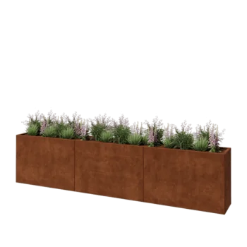 Corten-teräksinen istutuslaatikko XXL - Suorakaiteen muotoiset - 360 x 40 x 80 cm - Ilman pohjalevyä